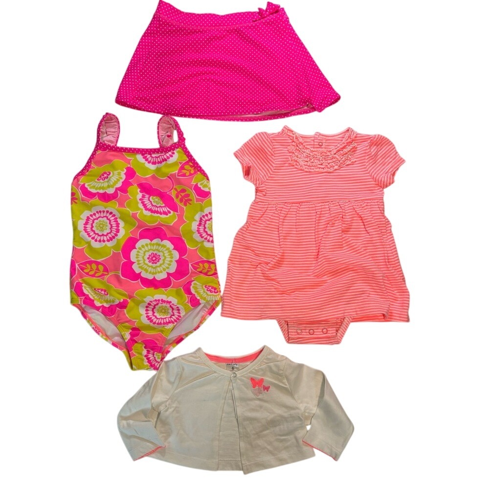 Carter's Infant 6 Mo Bundle, Lined Swimsuit/Skirt & Dress Bodysuit/Jacket New